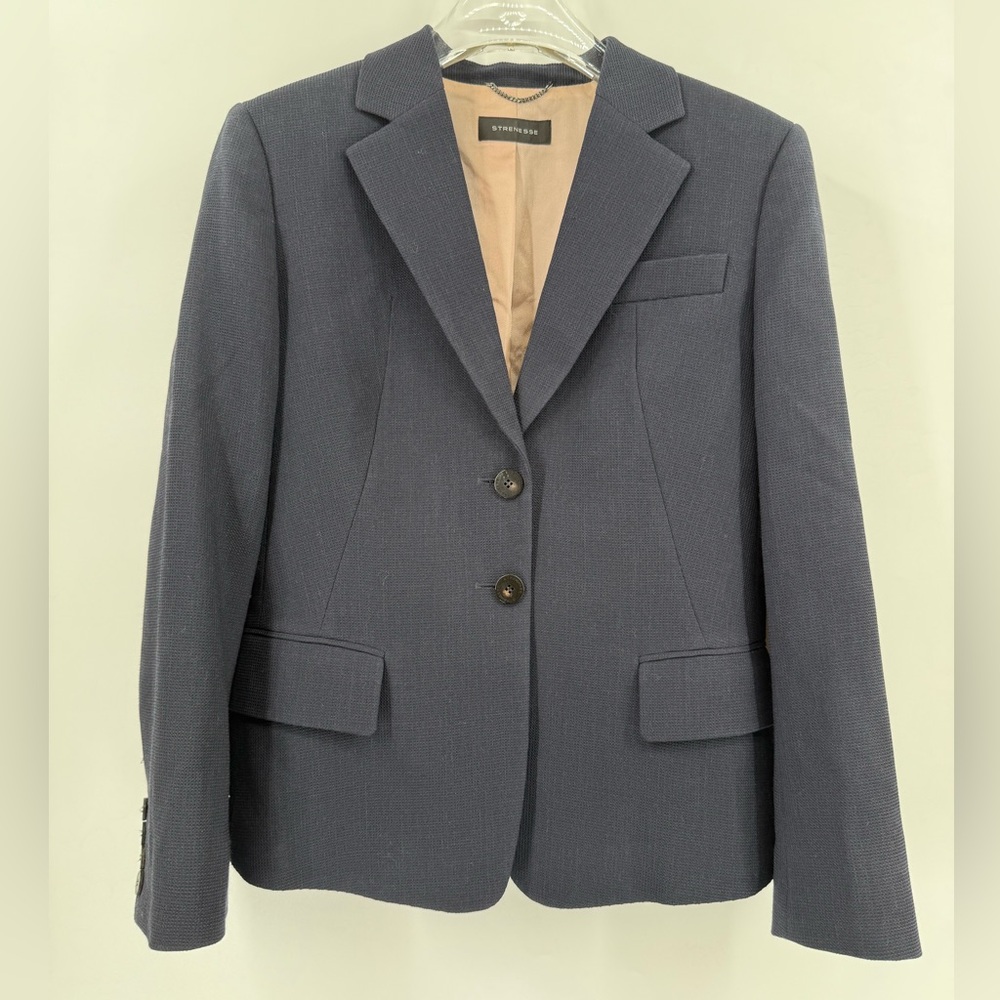 STRENESSE navy blue wool blazer size 4